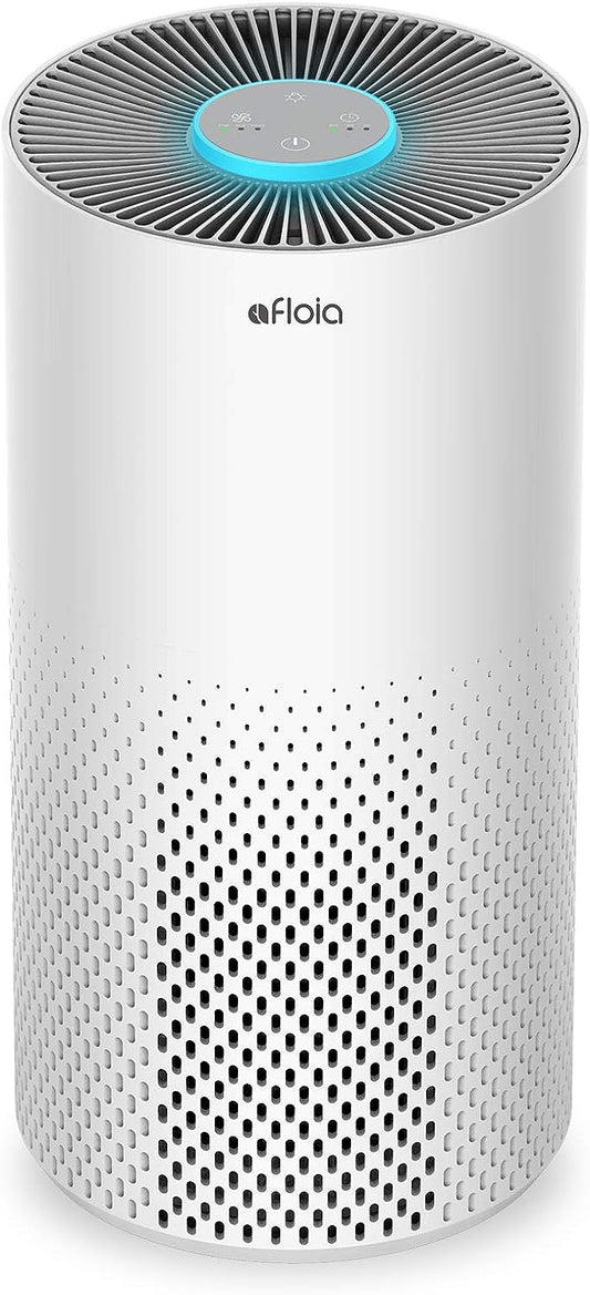 Air Purifiers for Home Bedroom Large Room up to 1076 Ft², True HEPA Filter Air Purifier for Pets Dust Pollen Allergies Dander Mold Odor Smoke, 22Db&7 Color Light, Kilo White