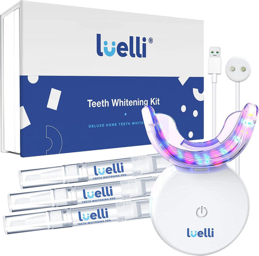 Teeth Whitening Kit with 35% Carbamide Peroxide, 32 LED Lights (Color) | Teeth Whitener for Sensitive Teeth, Enamel Safe, Professional Wireless Tooth Whitening Kit with Tray and (3) Whitening Gel Pen for Home, Travel