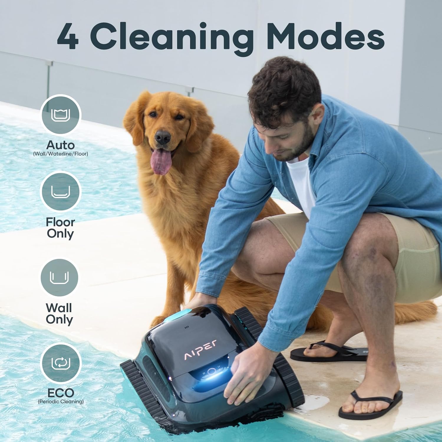 (2024 New)  Scuba S1 Cordless Robotic Pool Cleaner, Wall Climbing Pool Robot Vacuum, Wavepath Navigation 2.0 with Periodic Cleaning, Last 150 Minutes for In-Ground Pools up to 1600 Sq.Ft
