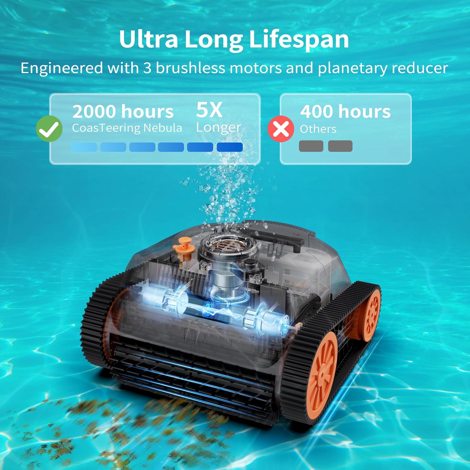 (2024 New)  Pool Vacuum for Inground Pools, Wall Climbing Pool Robot Vacuum with Brushless Motors, Smart Navigation, 180Mins Runtime, Cordless Robotic Pool Cleaner for Pool up to 3229Sq.Ft