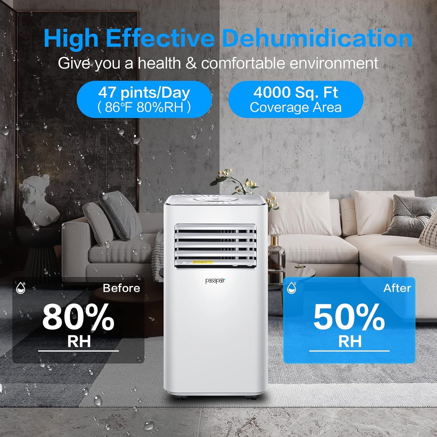 10000BTU Wifi Portable Air Conditioner – Portable AC with Remote&App Control – 4-In-1 AC Unit for Room with Cooling, Dehumidifier, Fan, Sleep Model- Efficient and Energy-Saving