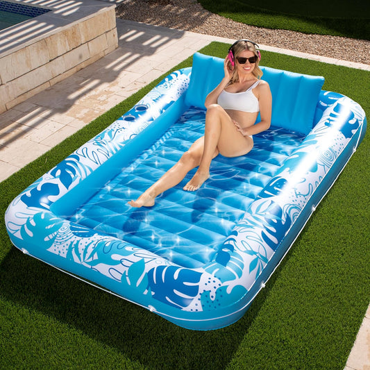 XL Inflatable Tanning Pool Lounger Float for Adults, 85" X 57" Extra Large Suntan Tub Pool Floats Sun Tan Tub Ice Bath Tub Tanning Bed Blow up Pool Raft Lounge Floatie