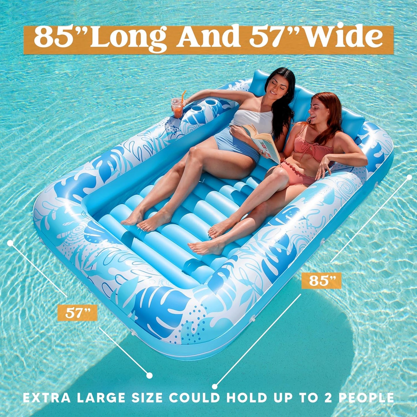 XL Inflatable Tanning Pool Lounger Float for Adults, 85" X 57" Extra Large Suntan Tub Pool Floats Sun Tan Tub Ice Bath Tub Tanning Bed Blow up Pool Raft Lounge Floatie