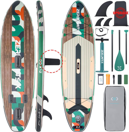 10.5 FT Inflatable Stand up Paddle Board with Accessories Premium SUP Board for All Skill Levels Youth & Adults Wide Stable Design Non-Slip Deck