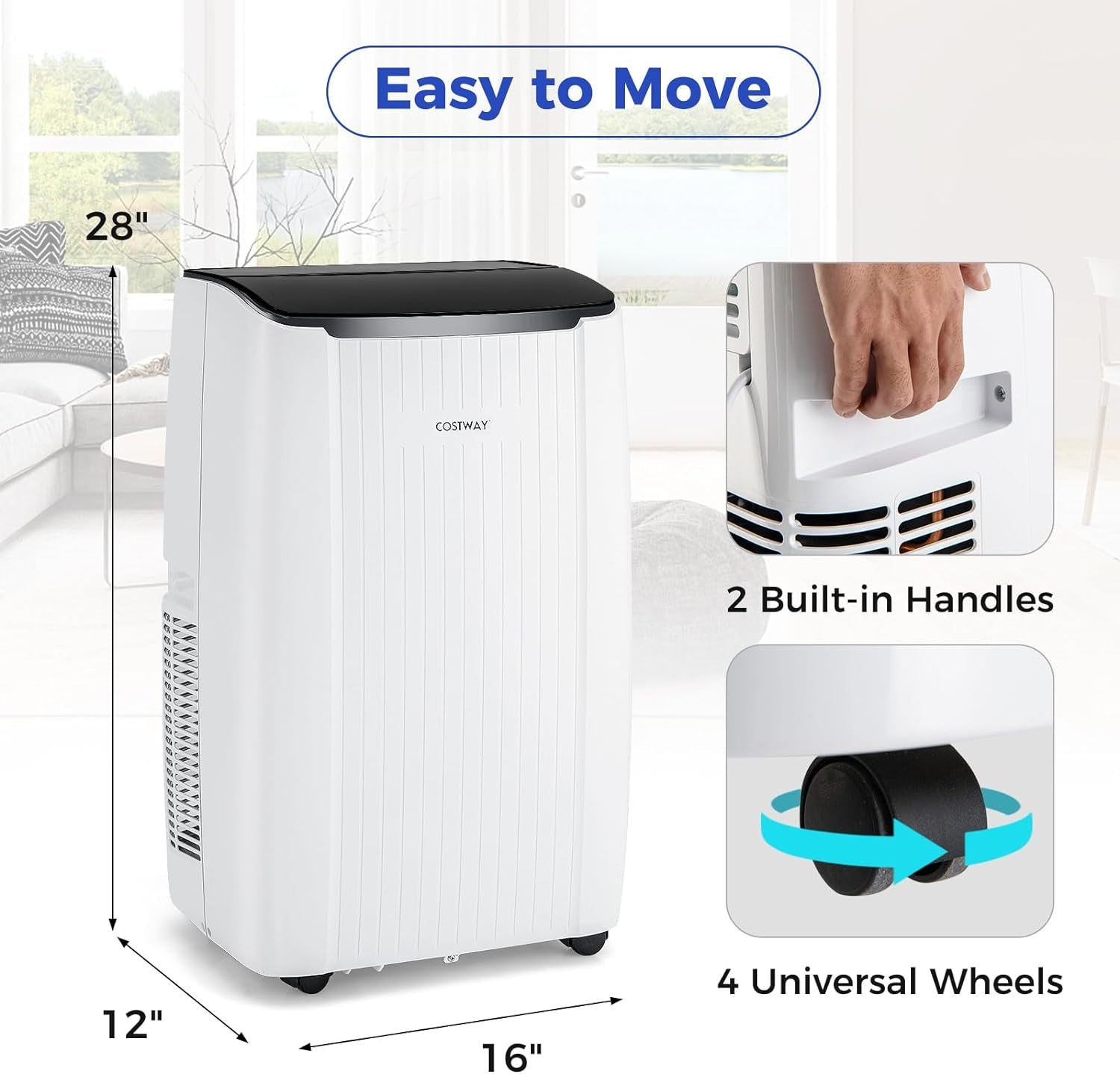 14000BTU Portable Air Conditioner with Heat, Smart Wifi Enabled AC Unit, Fan & Dehumidifier W/ 24H Timer, Sleep Mode, Remote Control & Installation Kit, Cool Rooms up to 700 Sq.Ft