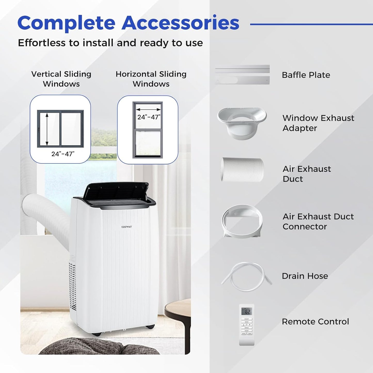 14000BTU Portable Air Conditioner with Heat, Smart Wifi Enabled AC Unit, Fan & Dehumidifier W/ 24H Timer, Sleep Mode, Remote Control & Installation Kit, Cool Rooms up to 700 Sq.Ft